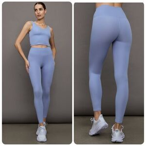 NWT Carbon38 Ribbed Melt VNeck Tank & High Rise Legging Set | Hydrangea | Medium